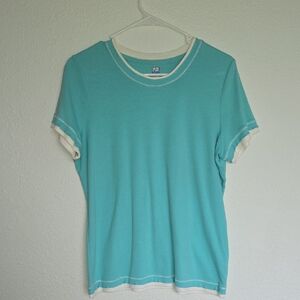 Women’s Y2K Teal & White  Top – Everyday Staple